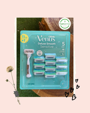 Gillette Venus Deluxe Smooth Razor with 11 heads- Green