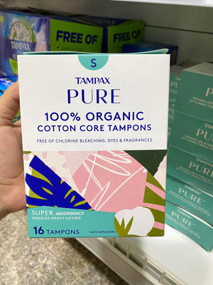 Tampax Pure 100% Organic Cotton- Super Absorbency Tampons 16s