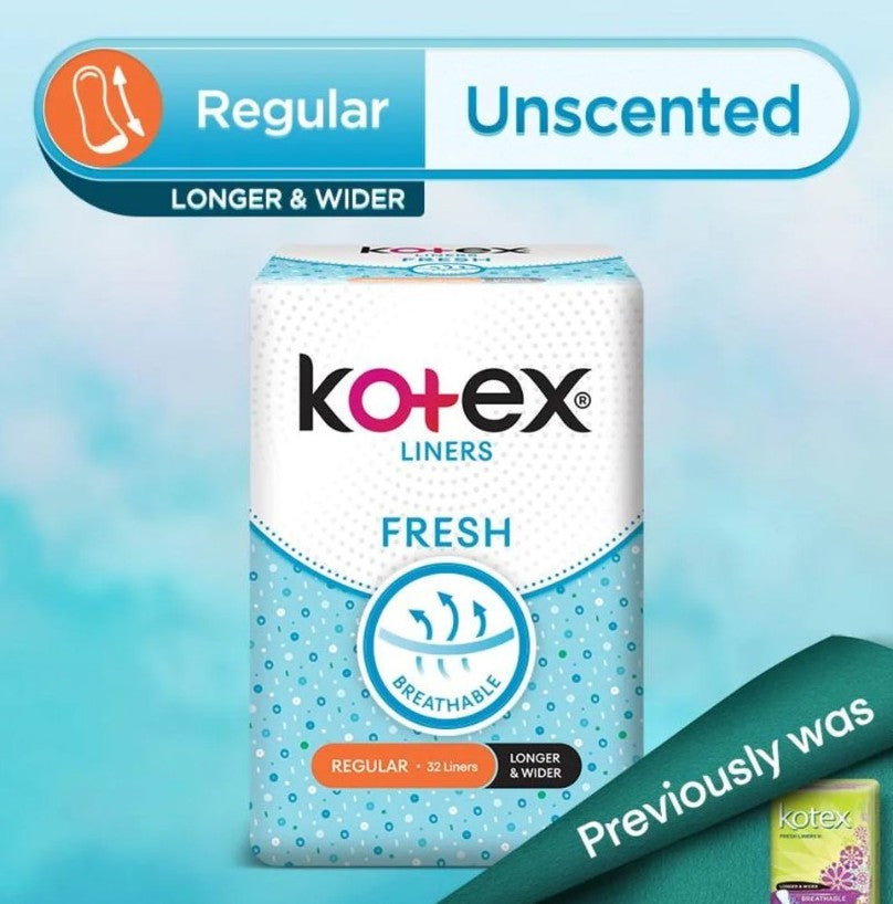 KOTEX Fresh daily Liner- နေ့စဉ်သုံး -  Longer & Wider- Unscented 32s