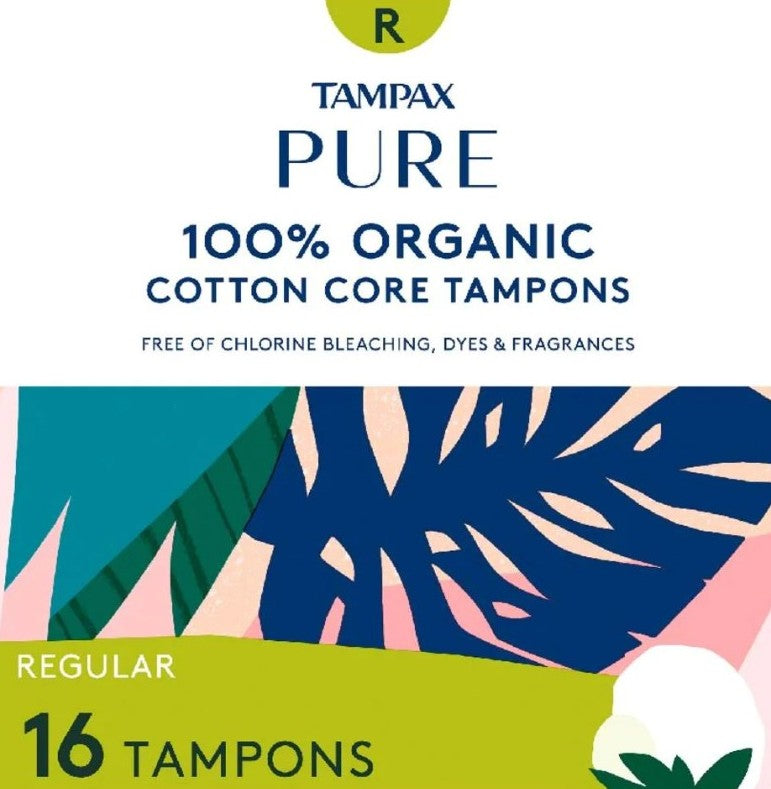 Tampax Pure 100% Organic Cotton- Regular Absorbency Tampons 16s