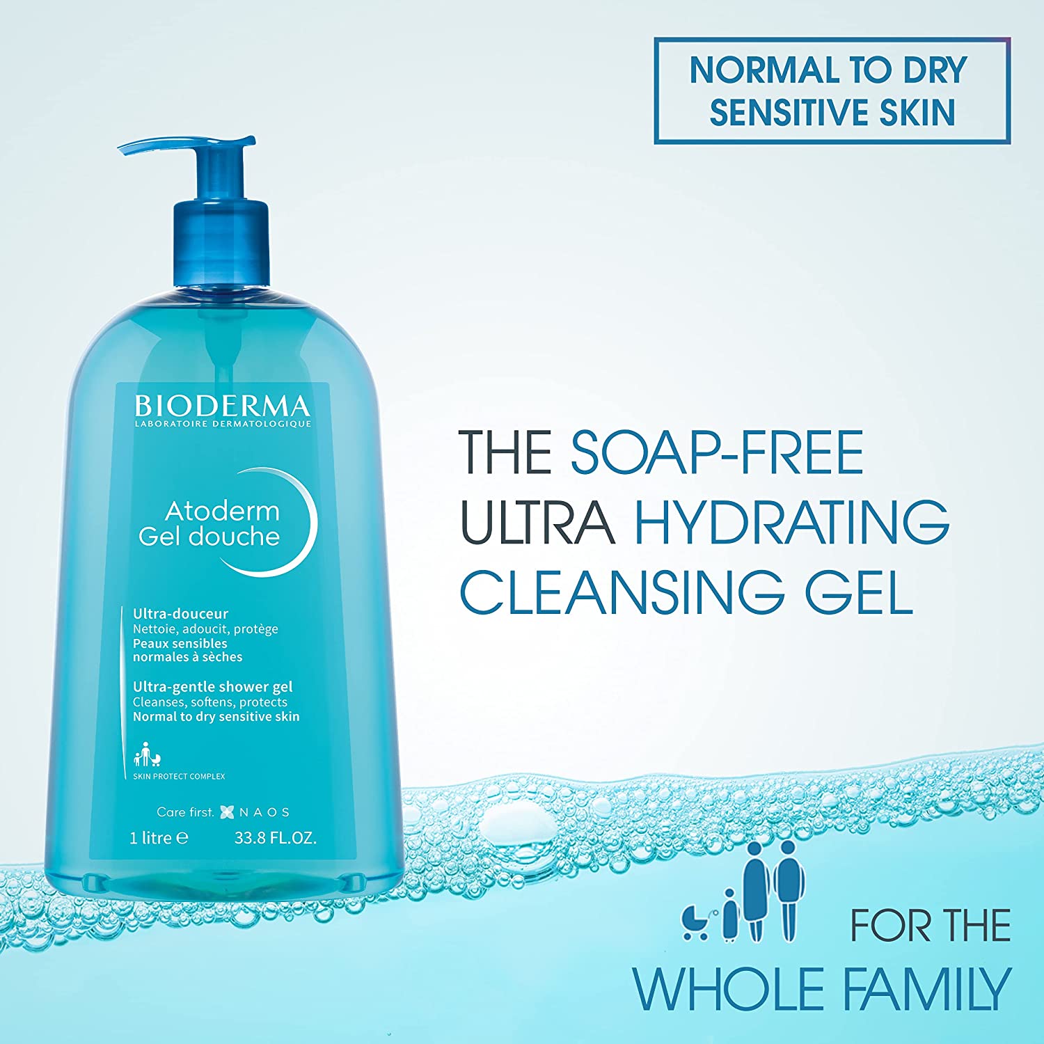 Biorderma Face & Body Cleansing Shower Gel (Dry Sensitive Skin) 1L - Blue